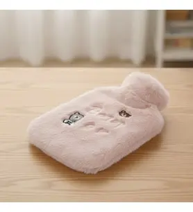 Işıklı Ayıcıklı Figürlü Pembe Peluş Sıcak Su Torbası 1 Lt - Yumuşak Kılıf, Uzun Süre Sıcak Tutan Termal Su Torbası