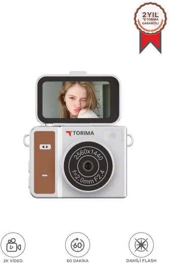 Torima CMR46 2K Flip Ekranlı Mini Dijital Vlog Kamerası