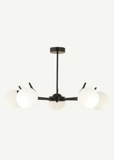 Brody 5'li Beyaz Camlı Avize Siyah (80x41 cm)