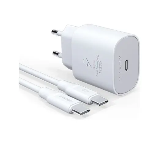 Syrox PD25T QC3.0 PD 25 W Type-C To Type-C Hızlı Şarj Aleti Set Beyaz