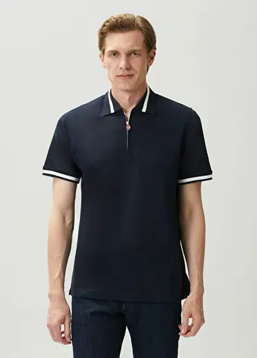 Lacivert Beyaz Polo Yaka T-shirt