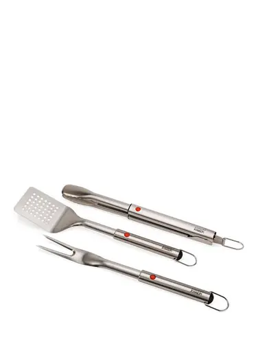 GrillOutPaslanmaz Çelik 3'lü Barbekü Spatulası Maşa ve Çatal Seti