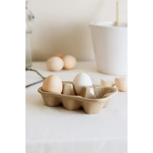 Beige & Stone Seramik Yumurtalık Saklama Servis Kabı