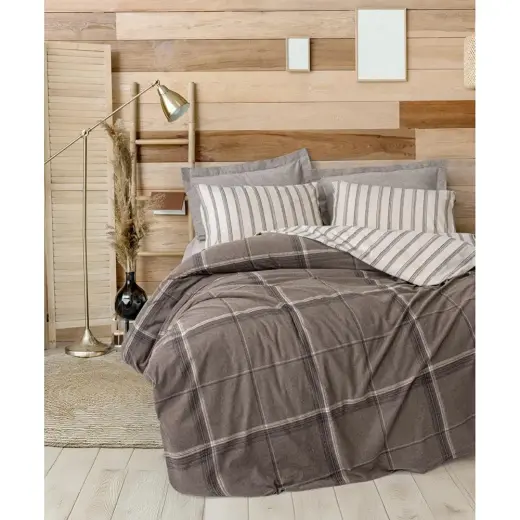 Cotton Box Warm Flanel Çift Kişilik Nevresim Takımı Caldo Kahve