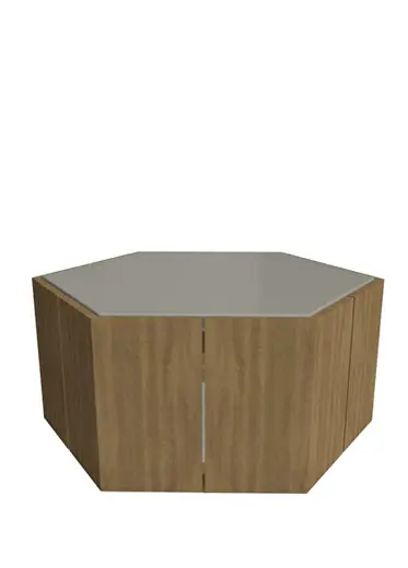 Hexagon Natural Tik Ağacı Altıgen Bahçe Orta Sehpa