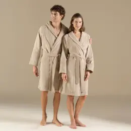Solıd Bambu Unısex Bornoz Koyu Bej 2