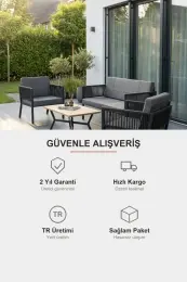 Upstyle Lido Bahçe & Balkon Oturma Takımı Antrasit Koyu Gri 7