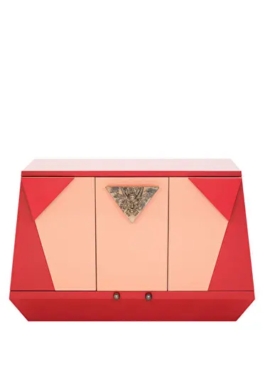Credenza Ejder Kırmızı Somon Dolaplı Konsol