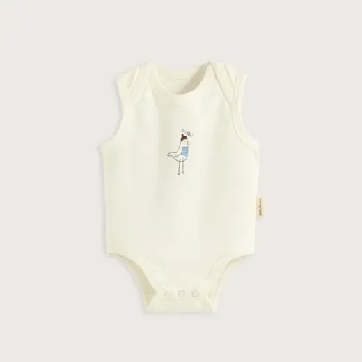 Sea Side Baskılı Kolsuz Body Ekru