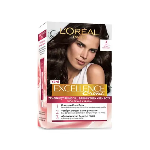 Loreal Paris Excellence Creme Saç Boyası - 3 Koyu Kestane