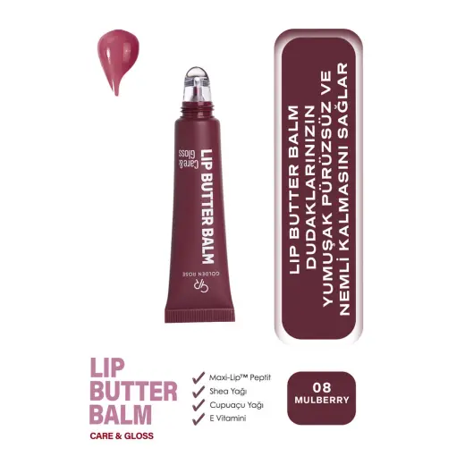 Golden Rose Lip Butter Balm Care & Gloss No:08 Mulberry