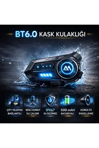 BT6.0 Intercom Kask Kulaklık – IPX67 Su Geçirmez, Gürültü Engelleme, Çift Telefon Destekli, 5