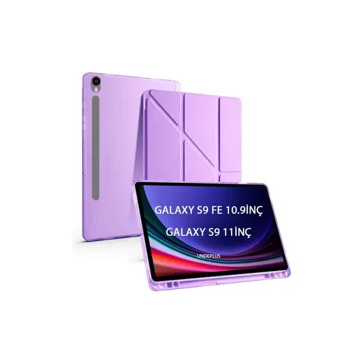 MobaxAksesuar Samsung Galaxy Tab S10 Lite FE/S10/S9 FE/S9 Kılıf Kalem Bölmeli Trifolding Case(12.4inç Değildir)