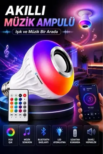 Kumandalı Ampul Şekilli Led Işıklı Bluetooth Hoparlör