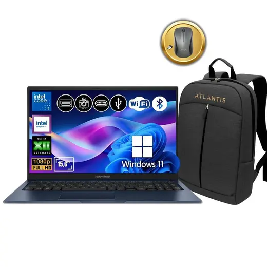 Asus Vivobook 15 X1504VA-BQ4101 ATL42 Intel Core 5 120U 16GB Ram 1TB SSD Win11Pro 15.6'' Notebook + Çanta&Mouse