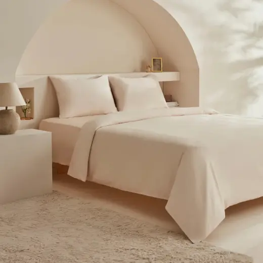 Karaca Home Vinas 80 Tel %100 Pamuk Çift Kişilik Saten Biyeli Nevresim Takımı Bej