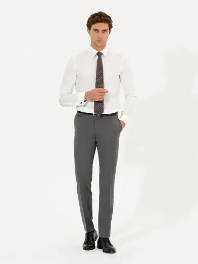 Gri Slim Fit Kumaş Pantolon