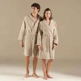 Solıd Bambu Unısex Bornoz Koyu Bej 1