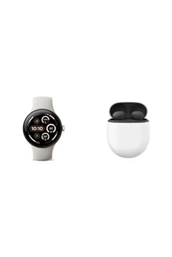 Paketi - Pixel Watch 3 (Cilalı Gümüş - Porselen Kordon - 45 mm WiFi) ve Pixel Buds Pro 2 Kula