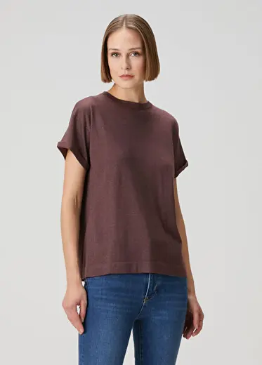 Mürdüm Simli Kaşmir T-shirt