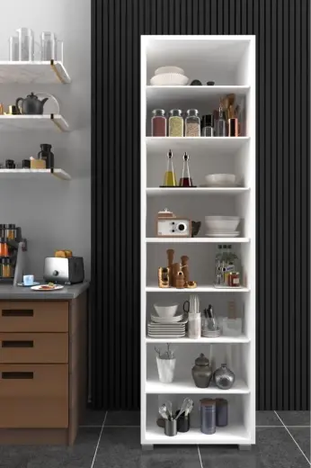 Kzy Mobilya Açık 8 Raflı Çok Amaçlı Dolap 180 Cm Beyaz