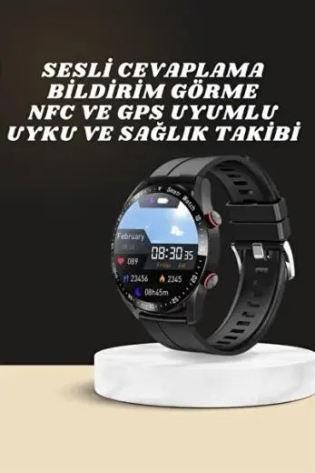Preminyum Akıllı Saat Amoled Ekran Metal Ve Deri Kordonlu Uyku ve Sağlık Takibi Titreşimli