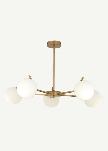 Brody 5'li Beyaz Camlı Avize Eskitme (80x41 cm)