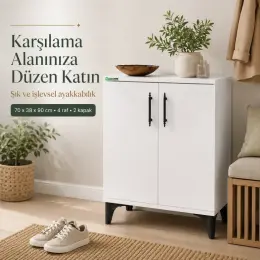 Garaj Home 4 Raflı Ayakkabılık Çok Amaçlı Dolap Beyaz 5