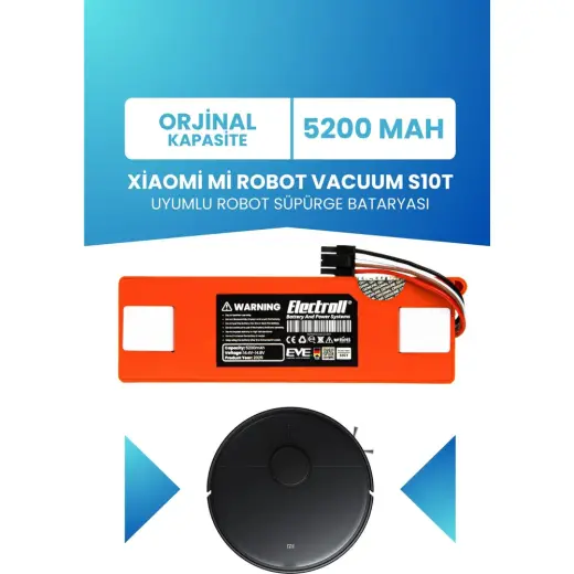 Electroll Xiaomi Mi Robot Vacuum S10T Uyumlu Batarya (Orjinal Kapasite) 5200 MAH Robot Süpürge Pil STFCR01SZ