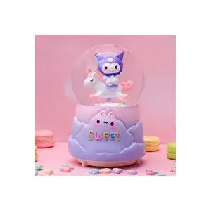 Livava Kuromi Büyük Boy Kar Küresi Işıklı, Müzikli, Püskürtmeli, Mor, 16x12 Mor
