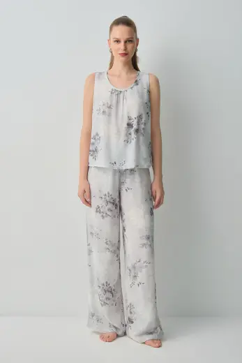 Gri Desenli Glace Atlet Pantolon Pijama Takımı