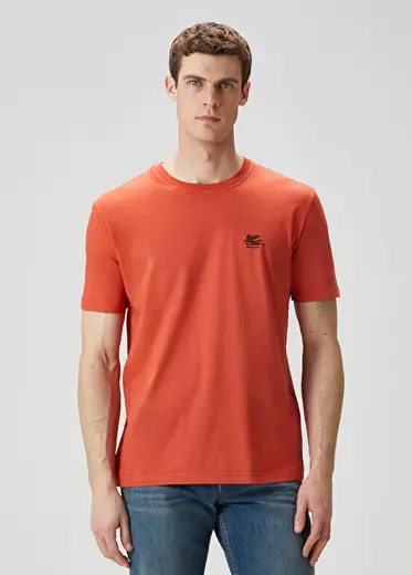 Turuncu Logo Baskılı T-shirt