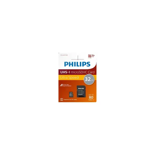 Philips 32 GB Micro SDHC Hafıza Kartı UHS-I U1 Class 10 Adaptörlü Yüksek Hızlı Veri Transferi