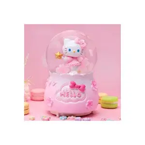 Livava Hello Kitty Büyük Boy Kar Küresi Işıklı, Müzikli, Püskürtmeli, Pembe, 16x12