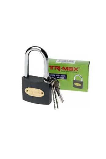 Tri-max Gri Döküm Uzun Asma Kilit 50 mm