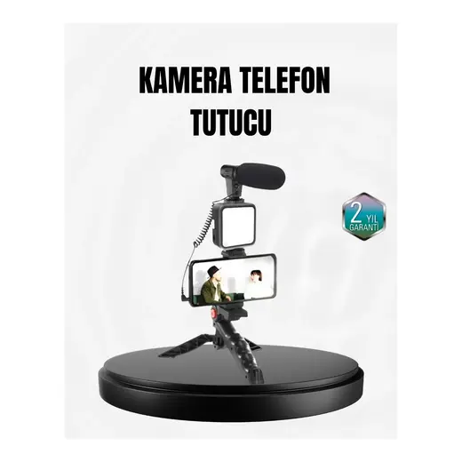 LED Işıklı Tripod ve Mikrofonlu Vlog Çekim Kiti