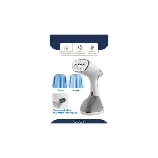 Sinbo SSI-6634 Dikey Buharlı Kırışıklık Giderici 1640W Beyaz Seramik Tabanlı Ergonomik Tasarım