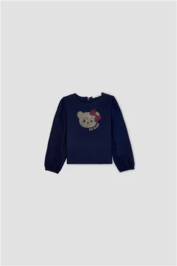 B&G Kız Bebek Taş Baskılı Baskılı Bluz