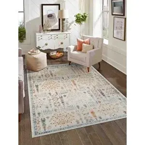 Konfor Halı Antik 1112 Klasik Vintage Salon Halısı Bej Retro Mutfak Halısı Tozumaz İnce Makine Halısı 200x290 cm