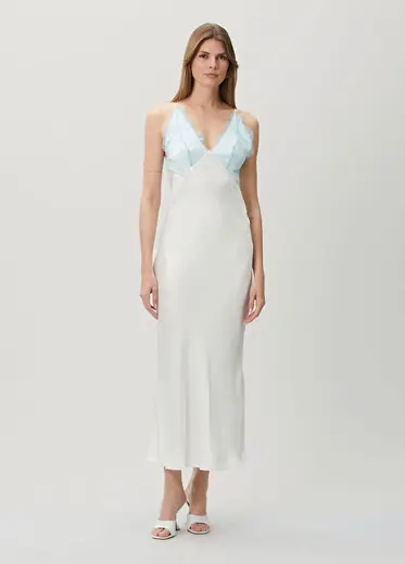 Tess Ekru Midi Elbise