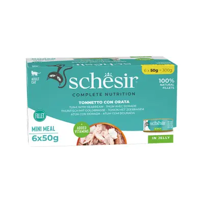 Schesir Jöle İçinde Ton Balığı ve Çipuralı Yetişkin Kedi Konservesi 6x50gr
