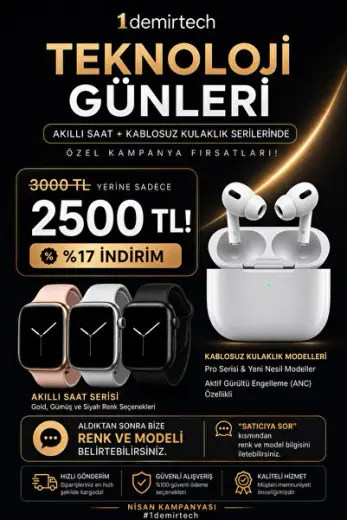 Akıllı Saat + ANC Kablosuz Kulaklık Seti (3. Nesil Pro / 2. Nesil Pro / 4. Nesil)