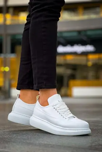 Beyaz (Beyaz Taban) Bağcıklı Erkek Sneaker