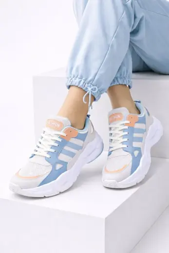 Unisex Kalın Tabanlı Bağcıklı Rahat Sneaker Spor Ayakkabı, Nefes Alan Trend Model