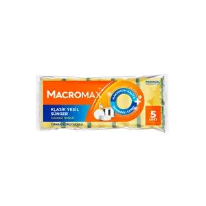 Macromax Klasik Yeşil Oluklu Sünger 5Li