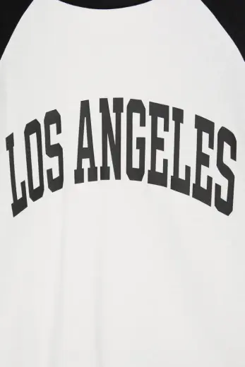 Los Angeles baskılı reglan kollu tişört Beyaz/Siyah