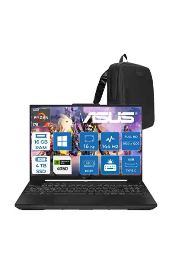 Tuf Gaming A16 (FA607NUQ-GAMING) Amd Ryzen 7 170 16GB 4TB SSD RTX4050 16" W11HM RL028H05