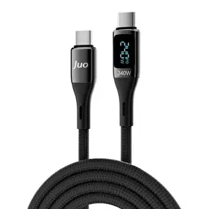 Juo JCBL241-B 240W Dijital Led Ekranlı E-Mark Çipli PD 3.1 USB Type-C to Type-C Hızlı Şarj ve Data Kablosu 1 M