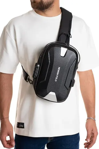 Erkek Şifreli Kilitli Su Geçirmez Sling Bag 404 Çapraz Omuz Ve Sırt Çantası - new404