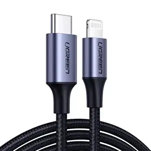 Ugreen Örgülü Type-C To Lightning 2 Metre Siyah Hızlı Şarj Kablosu